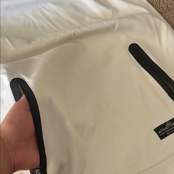 White Sleeveless Hoodie with Black Accents - Picture 6 of 8